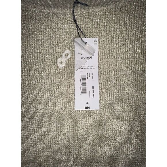 Liz Claiborne Gold Metallic Crema Sweater. Size XXL. Shimmering Gold. NWT. 11 - Picture 10 of 11